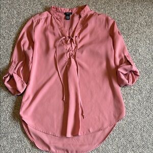 Rue21 Blush Lace-Up Blouse
